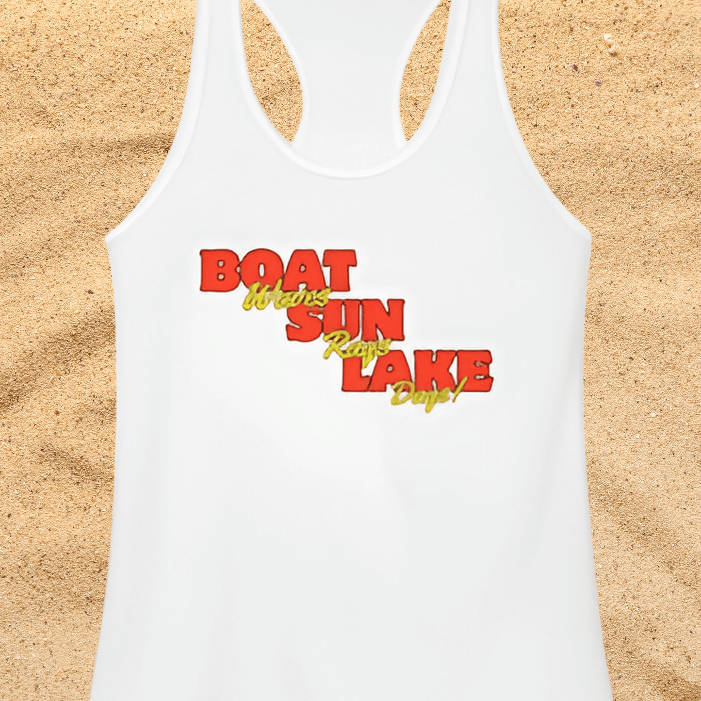 Women's Ideal Racerback Tank Boat Sun Lake Vibes