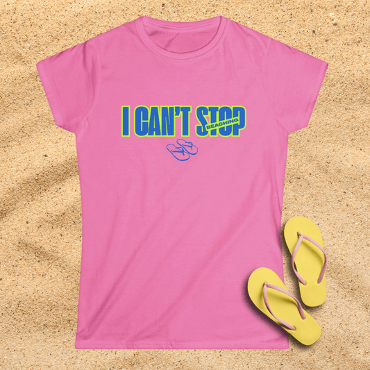 I Can't Stop Beaching Graphic Tee — Women's T-Shirt with Flip Flop Design