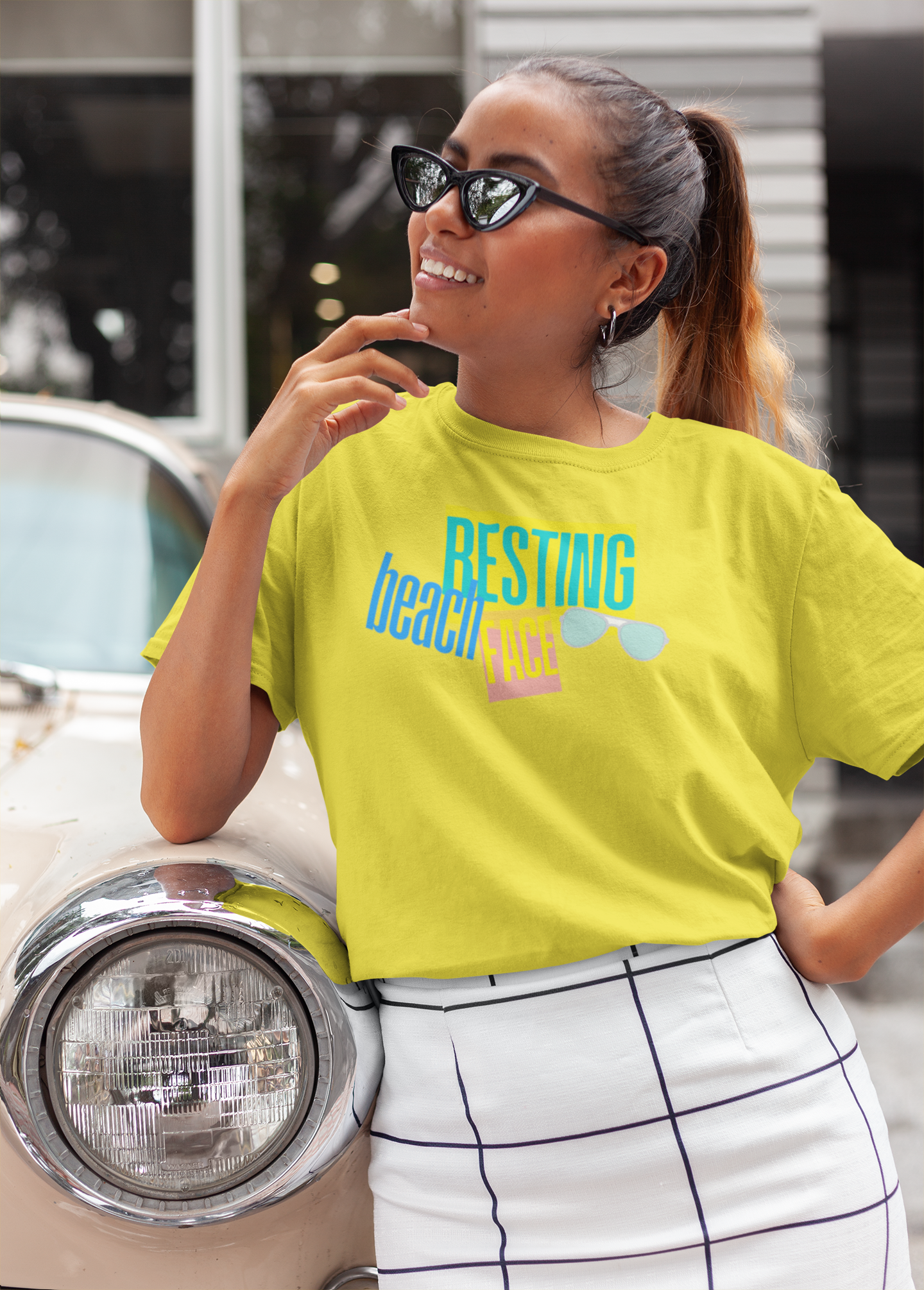 Resting Beach Face Unisex Tee — Funny Summer Vacation T-Shirt with Sunglasses Graphic